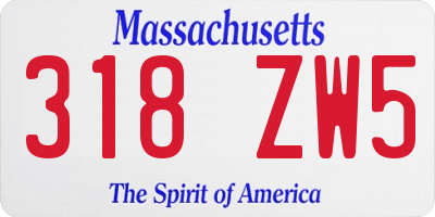 MA license plate 318ZW5