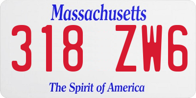 MA license plate 318ZW6