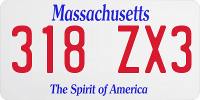MA license plate 318ZX3