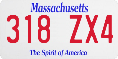 MA license plate 318ZX4