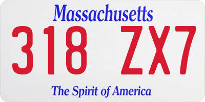 MA license plate 318ZX7
