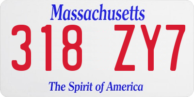 MA license plate 318ZY7