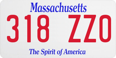 MA license plate 318ZZ0