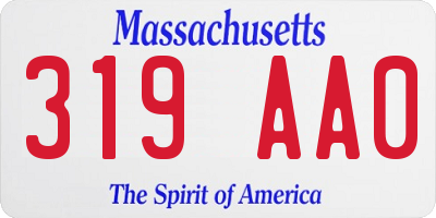 MA license plate 319AA0