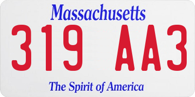MA license plate 319AA3