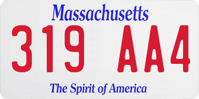 MA license plate 319AA4