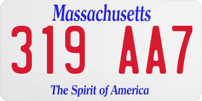 MA license plate 319AA7