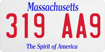 MA license plate 319AA9