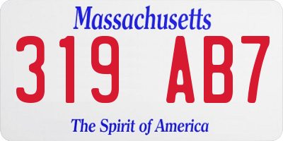 MA license plate 319AB7