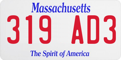 MA license plate 319AD3