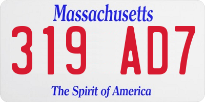 MA license plate 319AD7