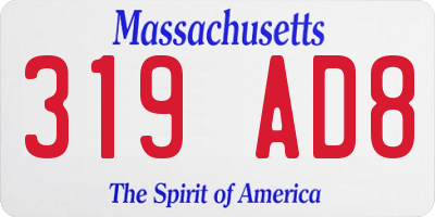 MA license plate 319AD8