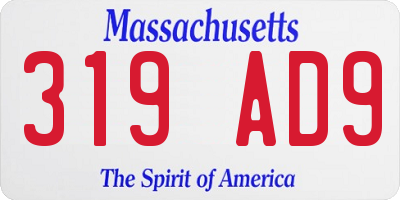 MA license plate 319AD9