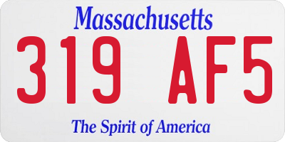 MA license plate 319AF5