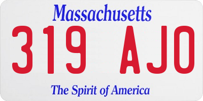 MA license plate 319AJ0