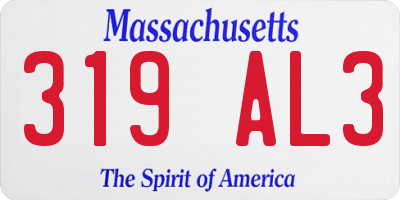MA license plate 319AL3