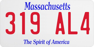 MA license plate 319AL4
