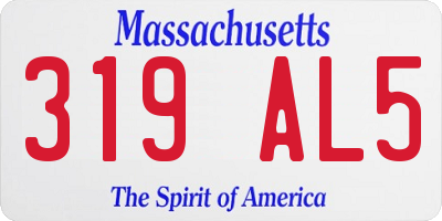 MA license plate 319AL5