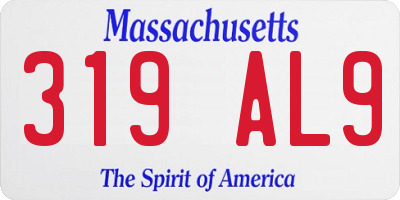 MA license plate 319AL9