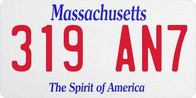 MA license plate 319AN7
