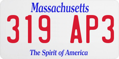 MA license plate 319AP3