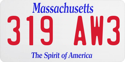 MA license plate 319AW3