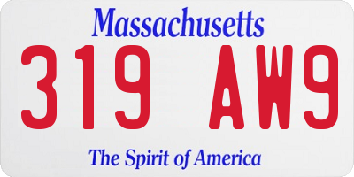 MA license plate 319AW9