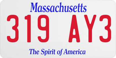 MA license plate 319AY3