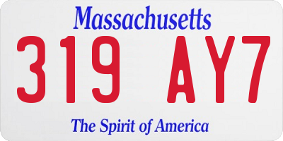 MA license plate 319AY7