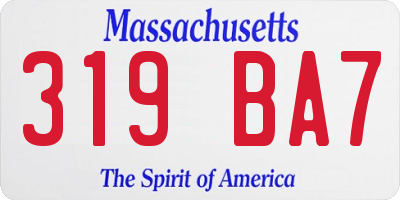 MA license plate 319BA7