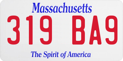 MA license plate 319BA9