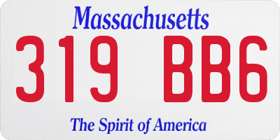 MA license plate 319BB6