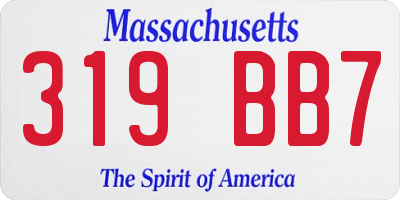 MA license plate 319BB7