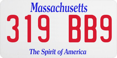 MA license plate 319BB9