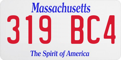 MA license plate 319BC4