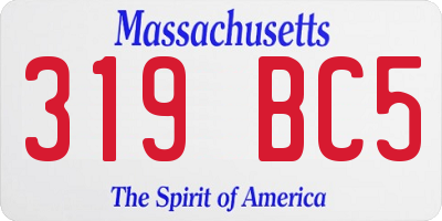 MA license plate 319BC5