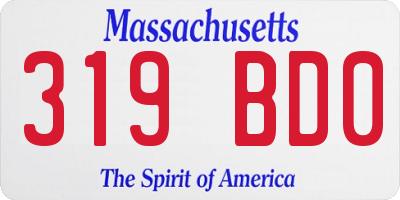 MA license plate 319BD0
