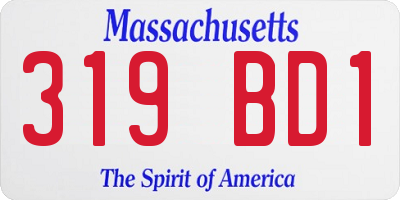 MA license plate 319BD1