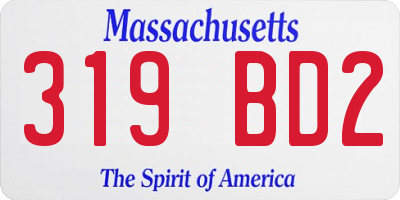 MA license plate 319BD2