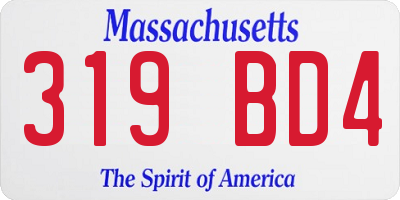 MA license plate 319BD4