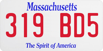 MA license plate 319BD5