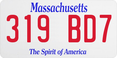 MA license plate 319BD7