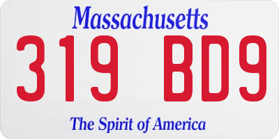 MA license plate 319BD9