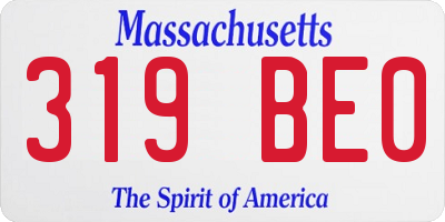 MA license plate 319BE0