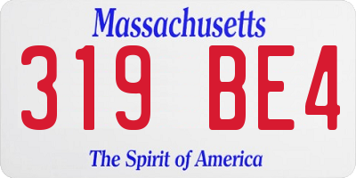 MA license plate 319BE4