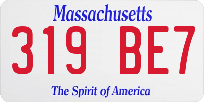 MA license plate 319BE7