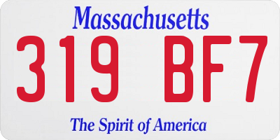 MA license plate 319BF7