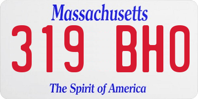 MA license plate 319BH0