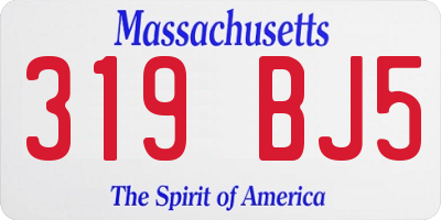 MA license plate 319BJ5