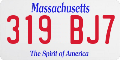 MA license plate 319BJ7